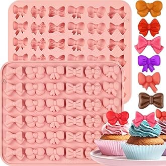 Bow Chocolate Mold, Bow Silicone Mold, SIQINZONGWA 2 PCS Mini Silicone Bowknot Fondant Molds for Chocolate, Candy, Gummy, Sugar, Biscuit, Cookie, Cake Decorating, Cupcake Topper
