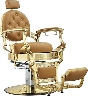 Antlu Barber Chair Hair Stylist, Vintage Salon Heavy Duty 700lbs Chair Hair Styling Chairs for Barbershop Beauty Tattoo Massage (Golden-Camel)