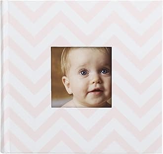 Pearhead Baby Newborn Photo Album, Baby Girl Memory Keepsake Book, Modern Newborn Milestone Book, Gift For New And Expecting Parents, Pink Chevron 1 Count (Pack of 1)