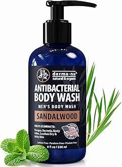 Men's Body Wash – Bold & Woody Sandalwood Scent Antibacterial Body Wash for Jock Itch, Athlete’s Foot, Eczema & Back Acne – Antibacterial Soap for Men – Safe for All Skin Types – (8oz)