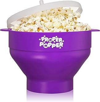 The Original Proper Popper Microwave Popcorn Popper, Silicone Popcorn Maker, Collapsible Bowl BPA Free & Dishwasher Safe - (Purple)
