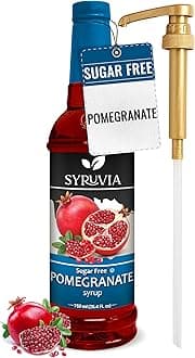 Sugar-Free Pomegranate Syrup, Flavored Syrup for Drinks, Cocktails, Lemonades, Iced Teas, and Desserts – 25.4 fl oz, With Pump