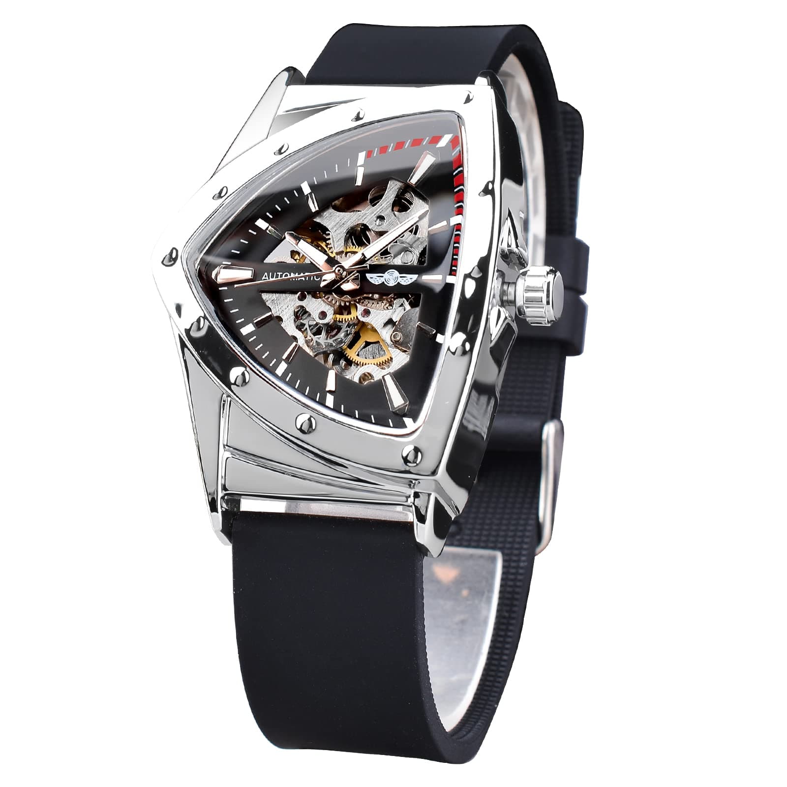 FORSINING Skeleton Watch for Men Automatic Mechanical Watch with Triangular...