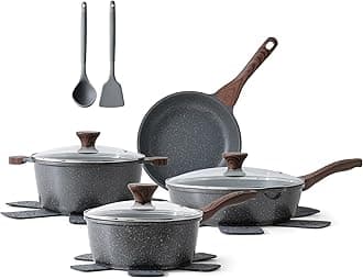 Nonstick Cookware Set 13-Piece, Non Stick Pots and Pans Set with Swiss Granite Coating, Healthy Kitchen Cooking Set, Stay-Cool Handles, PFOA Free