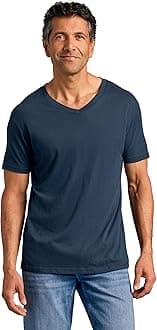 True Classic Mens V Neck T Shirts - Cotton V Neck Shirts for Men, V-Neck Mens T-Shirts and Undershirts for Men Pack/Singles, Navy, Medium