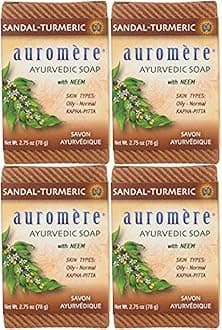 Ayurvedic Bar Soap, Sandal Turmeric - Eco Friendly, Handmade, Vegan, Cruelty Free, Natural, Non GMO (2.75 oz), 4 pack