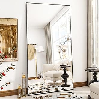 Large Full Length Mirror 78" x 35" - Shatterproof Floor Full Body Mirror with Aluminum Alloy Frame, Freestanding, Hanging, or Wall-Leaning, for Bedroom, Living Room, Dressing Room, Black