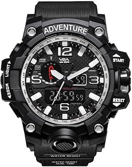 V2A Adventure Chronograph Digital Analog 5 ATM Waterproof Sports Watch for Men, Black-Silver, Digital