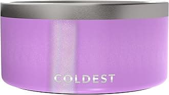 Coldest Dog Bowl - Anti Rust Metal, Non Slip, 3 Layers Insulated Stainless Steel Dog Bowls - Spill Proof & Heavy Duty - Water Bowl for Dogs, Cats, Dish Washer Safe (200 oz, Saturns Purple Glitter)