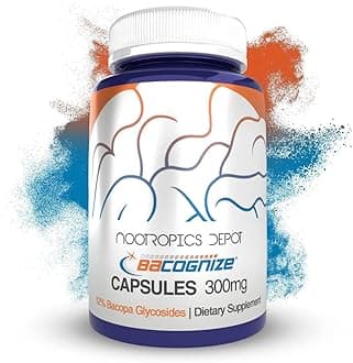 Nootropics Depot BaCognize Bacopa Monnieri Capsules | 300mg | 120 Count | Ayurvedic Herb | Natural | Supports Stress Management | Improves Memory, Cognition + Mood
