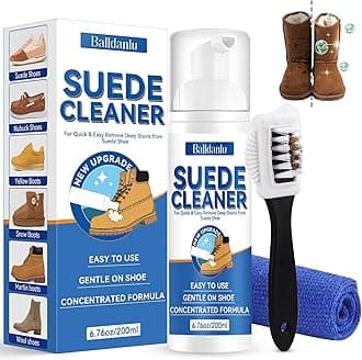 Balldanlu Suede Shoe Cleaner, 6.76 Oz Suede and Nubuck Cleaner with Brush and Towel, No-Rinse Foam Shoe Cleaner Kit for Leather, Boots, Knit, Canvas, Nubuck, Fabric, Tennis