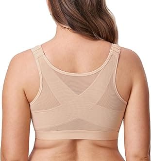 DELIMIRA Women's Front Closure Posture Wireless Back Support Full Coverage Bra