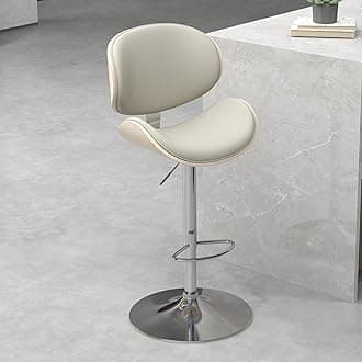 civama Bar Stools 1 PC for Kitchen Counter, Adjustable Bar Height Chairs, Modern Swivel Barstools with Bentwood Seat and Back with Footrest for Kitchen Island, Dining Room, Grey PU Leather