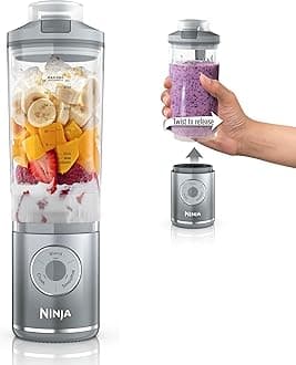 Ninja Blast Max, Portable Blender + Twist & Go, Personal Blender, Smoothie, Blend, Ninja Crush, 3 Programs, Cordless, 625 ml Detachable Container, Dishwasher Safe, Leak-Proof, Silver
