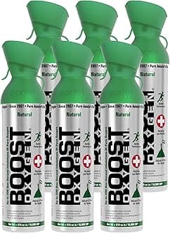 Boost Oxygen Large Natural 10L Canister | Respiratory Support for Aerobic Recovery, Altitude, Performance & Health (6 Pack)