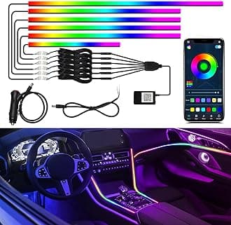 Dreamcolor Interior Car Lights, WEBUPAR Car Accessories 6 in 1 Car LED Strip Lights with APP Control and 213 Modes, 175 inches 593 LEDs Acrylic Fiber Optic Lights, RGB Neon Car Lighting