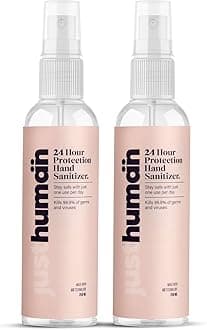 JustHuman 24 Hour Protection Hand Sanitizer Spray- 99.99% Effective Against Germs -70% Alcohol | Protective Bionic Shield For Kids | Instant Germ-Free Protection| (Pack Of 2, 250 Ml)