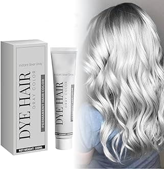 Silver Gray Natural Hair Dye Cream, Metallic Silver Gray Hair Dye, Unisex Fashion Hair Cream, Natural Hair Color, Glossy Conditioning (2PCS, 100ml)