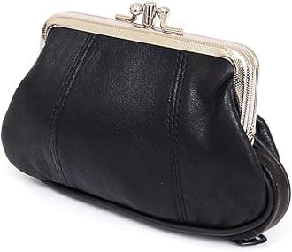 Womens Leather Mini Wallet ID Credit Cards Cash Coin Holder Case Organizer Puse with Framed & Zipper Closures - Black