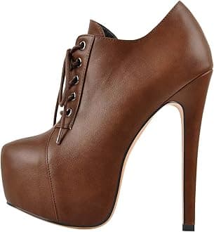 Only maker Women's Platform Boots Lace Up Stiletto Ankle Booties