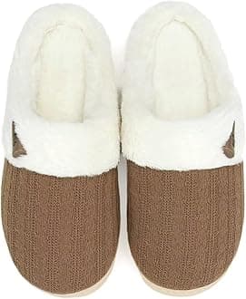 NineCiFun Women's Slip on Fuzzy Slippers Memory Foam House Slippers Outdoor Indoor Warm Bedroom Shoes Fur Lined