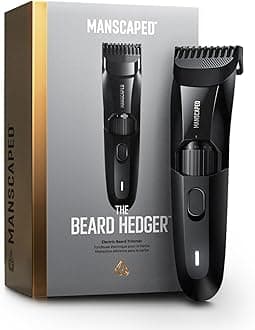 MANSCAPED® The Beard Hedger® Men's Premium Beard Trimmer, 20 Length Adjustable Blade Wheel, Stainless Steel T-Blade for Precision Facial Hair Trimming, Cordless Waterproof Wet/Dry Clipper