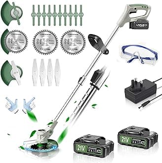 Metal Blade Cordless Strimmer 21v Grass Trimmers With 1 Pruning Shears 16 Blades 15cm Cutting Diameter Cordless Strimmer For Lawn Trimmingtwigsbrush Cuttingsuitable For Light Work