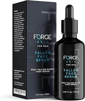 Night Beef Tallow Serum for Men [TALLOW-BASED] - Facial Essence for Face Wrinkles with Essential Oils - Natural Green Tea Skincare for Radiance and Skin Hydration (1.7 OZ)