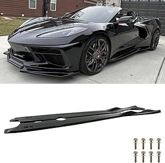 2PCS Add On Side Skirts for Corvette C8 2020-2025 Stingray&Z51 Rocker Panel Body Kit Extension Panel Guard ABS MXT Style Exterior Accessories (Glossy Black)