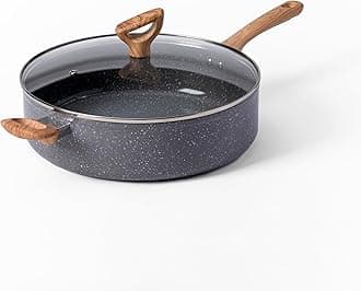 Revive Ceramic Nonstick Frying Pan with Lid, 6 Qt, Oven Safe to 350°F Cookware, Skillet Pots and Pans, Grey Granite