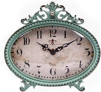 Green Antiqued Pewter Mantel Clock