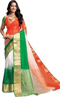 SatraniWomen'S Organza Jacquard Border Saree With Unstitched Blouse Piece