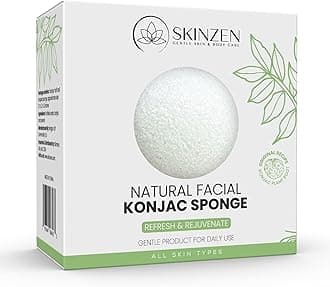 Natural Konjac Facial Sponge for Gentle Daily Face Washing and Exfoliating, Original Recipe, No Additives, Cruelty Free, for All Skin Types, White, 1 Sponge