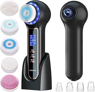 Face Scrubber Exfoliator with LCD Screen,Rechargeable Facial Cleansing Brush IPX7 Waterproof 3 in 1 Blackhead Remover Vacuum for Exfoliating,Massaging and Deep Pore Cleansing