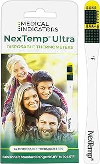 Ultra Disposable Thermometer (24-Pack, Fahrenheit) — Oral Thermometer for Adults, Single Use, Battery Free, Hygienic, High Accuracy Readings in 1 Minute, for Home, Clinic & Travel