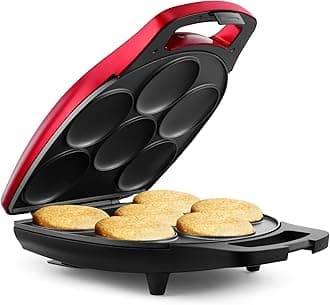 Holstein Houswares HH-09037017RM Holstein Housewares Non-Stick Arepa Maker, 6-PC, Metalic Red