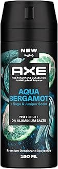 Fine Fragrance Premium Deodorant Body Spray, Aqua Bergamot, Sage and Juniper Scent, 72H Fresh, Aluminium Free, 150ml