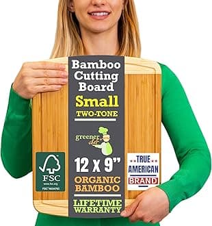 12 Inch Small Bamboo Cutting Board with Lifetime Replacements - Small Wooden Chopping Board for Kitchen, Meat, Vegetables, Cheese, Bread, Charcuterie, and Everyday Food Prep