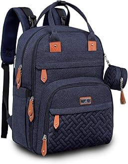 Diaper Bag Backpack - Baby Essentials Travel Tote - Multi Function Water Resistant Diaper Bag, Travel Essentials Baby Bag with Changing Pad, Stroller Straps & Pacifier Case - Navy Blue