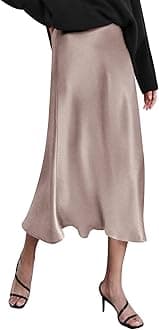 Zeagoo Skirts for Women High Waist Skirt Elegant Midi Skirt Satin