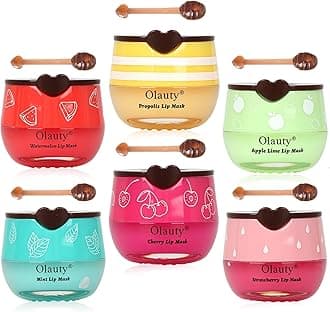 6 PCS Bee Lip Balm Honey Pot, Honey Lip Balm Bulk, Moisturising Sleep Lip Mask Overnight, Exfoliating Prevention Dry and Crack Lip Scrubs,Reduce Lip Lines, Mothers Day Gifts, Bulk Gifts