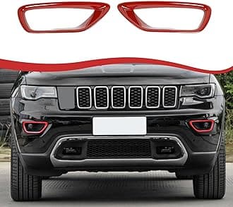 Jimen Compatible with 2018-2020 Jeep Grand Cherokee Front Fog Light Cover Trim (Red)