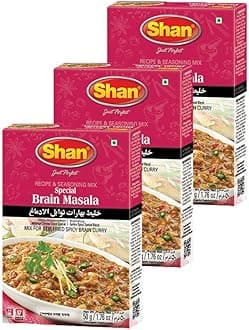 Shan Special Brain Recipe and Seasoning Mix 1.76 oz (50g) - Spice Powder for Stir Fried Spicy Brain Curry - Suitable for Vegetarians - Airtight Bag in a Box (Pack of 3)
