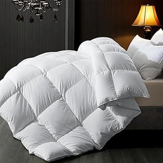 ELNIDO QUEENFeather Comforter California King Size, Filled with Feather and Downfiber - White Duvet Insert, All Season Luxurious Hotel Fluffy Bed Comforter with Cotton Cover, Cal King 104x96 Inch