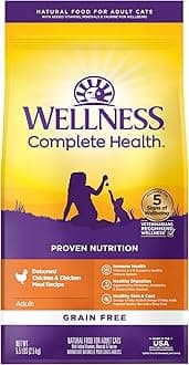 Wellness Complete Health Adult Dry Cat Food, Natural, Grain Free Kibble, Chicken Recipe, 5.5 lb Bag