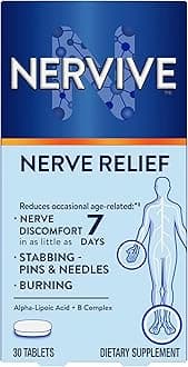 Nerve Relief, Occasional Nerve Discomfort II, Nerve Relief, Starts Working in 7 Days, Stabbing, Burning, Alpha Lipoic Acid, B Vitamins, Turmeric, Ginger, Nervive Supplement, 30 Tablets