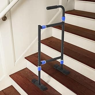 Aluminum Stair Climbing Assist Cane, Stair Walker for Elderly with Sore Knees, Stair Cane with Widened Base, Adjustable Height and Easy Installation, Suitable for Steps with Varying Heights and Widths