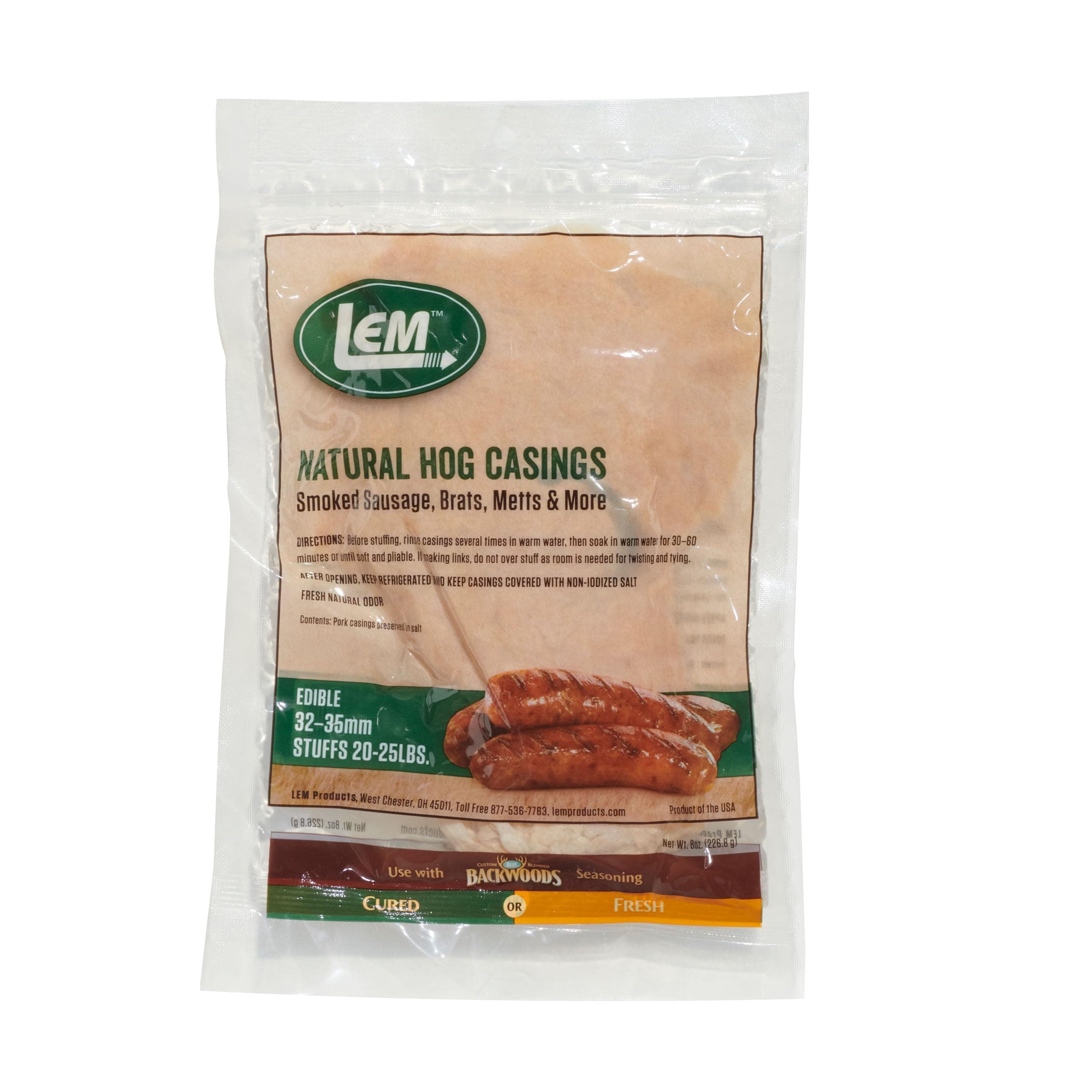 Products Natural Hog Casings, 32-35mm, Edible Sausage Casings, Stuffs Approximately 30 Pounds, Great for Sausage Links, Franks, Metts, and More, 6.1 Ounce Package
