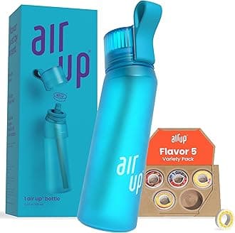 water bottle (22 oz) for school, sports, gym | includes 5 scent pods & straw | flavored bottle in blue – also for kids, boys, girls | no calories, sugar-free and suitable for carbonation