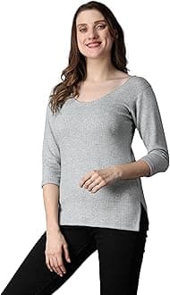 Wearslim® Women's Winter Warmer Thermal Vest 3/4 Sleeves Ultra Soft Scoop Neck Winter Inner Wear Top Johns Underwear